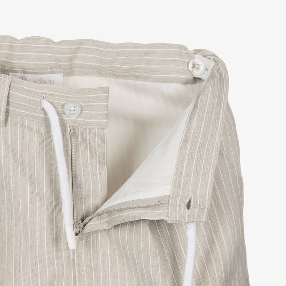 Patachou-Boys Ivory & Beige Pinstripe Trouser Set | Childrensalon