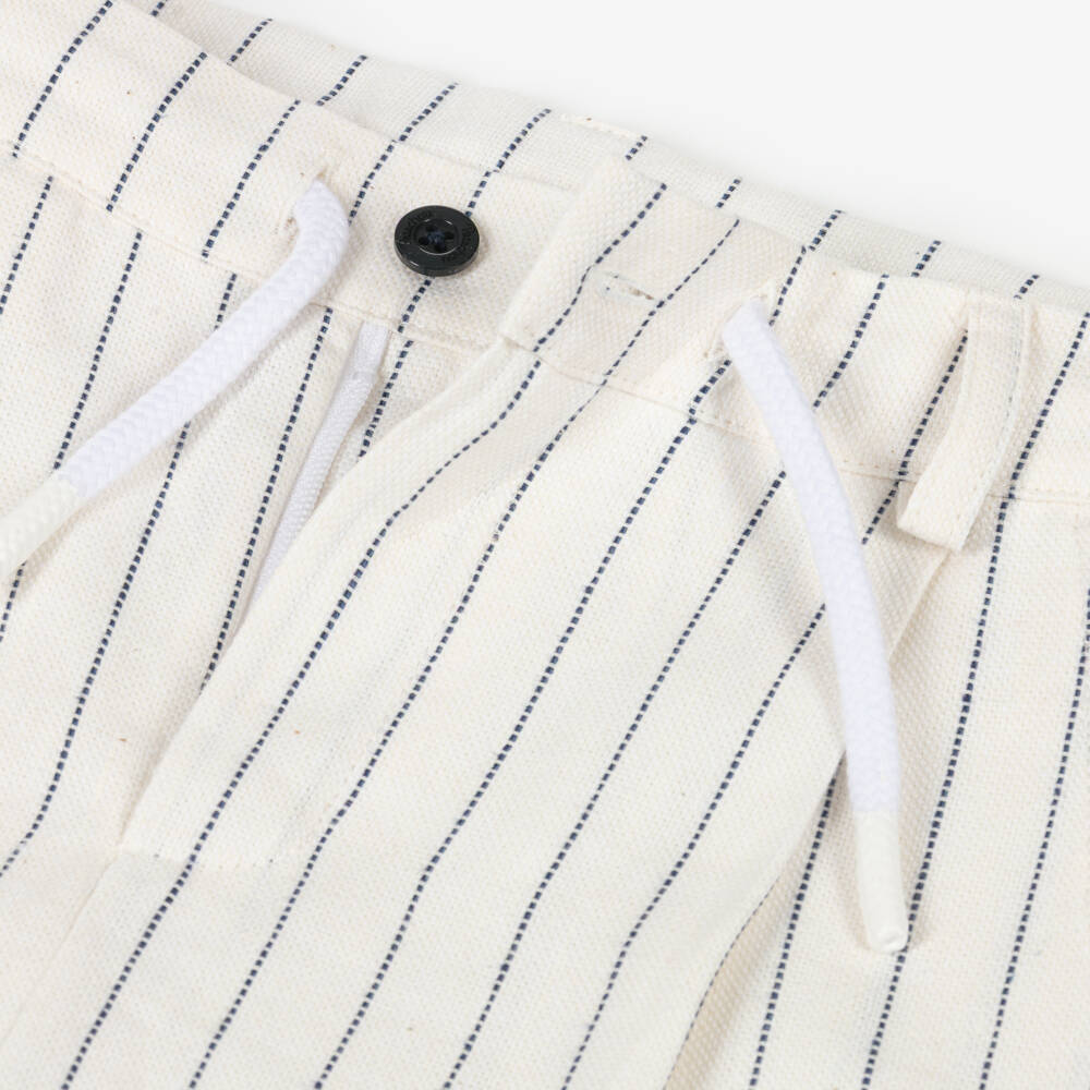Patachou-Boys Ivory Cotton & Linen Pinstripe Suit | Childrensalon