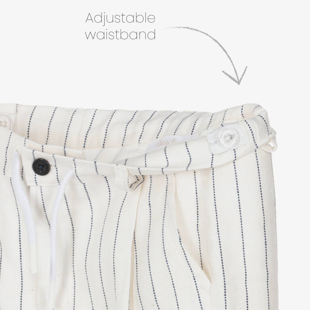 Patachou-Boys Ivory Cotton & Linen Pinstripe Suit | Childrensalon