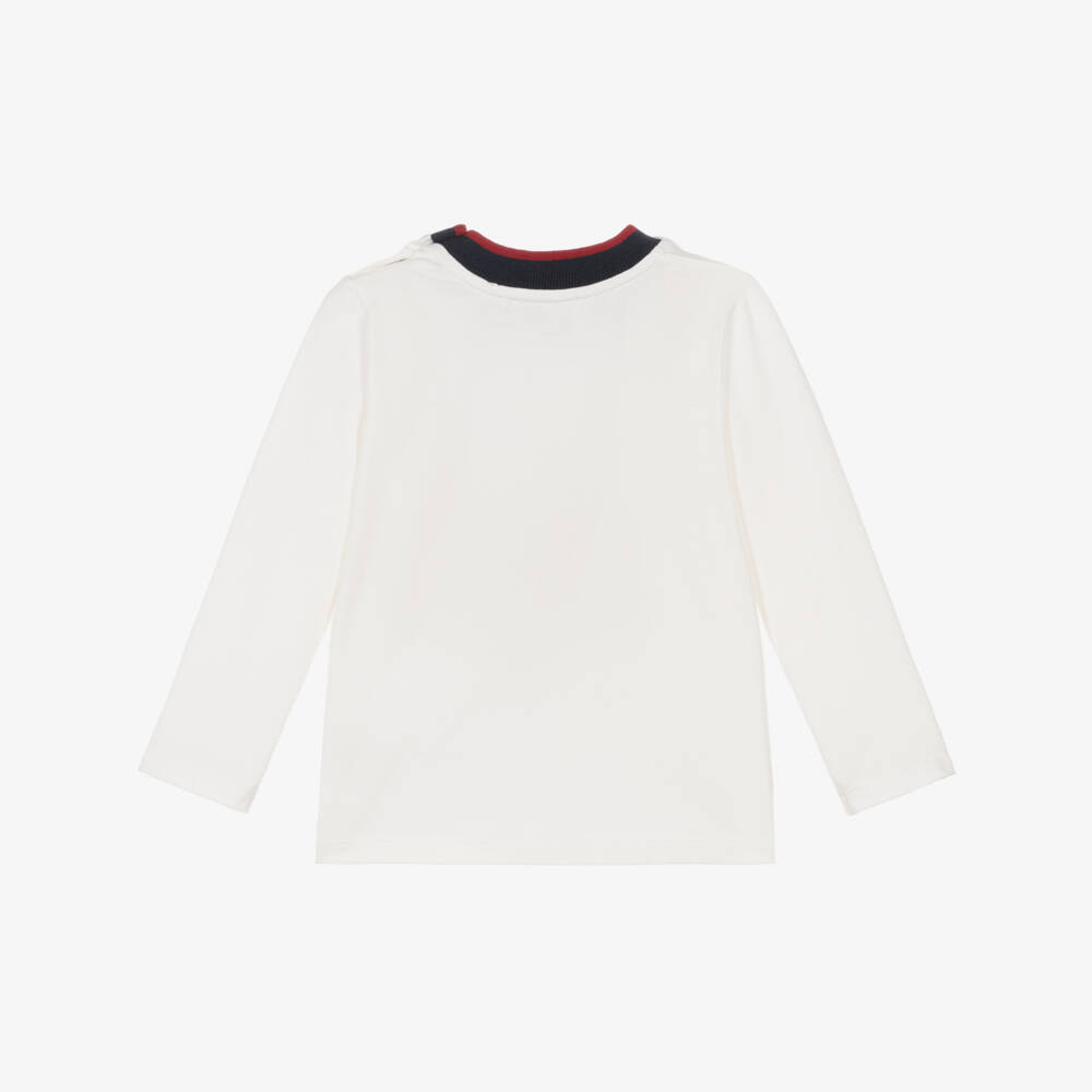 Patachou-Boys Ivory Long Sleeve Car Print Top | Childrensalon