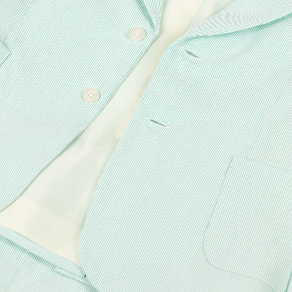 Patachou-Boys Mint Green Pinstripe Cotton Shorts Suit | Childrensalon