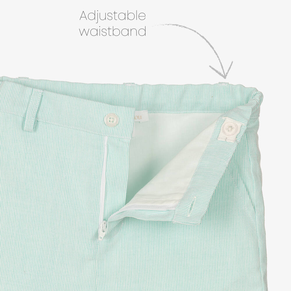 Patachou-Boys Mint Green Pinstripe Cotton Shorts Suit | Childrensalon