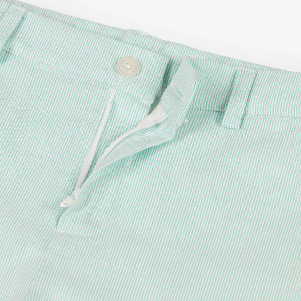 Patachou-Boys Mint Green Pinstripe Cotton Shorts Suit | Childrensalon