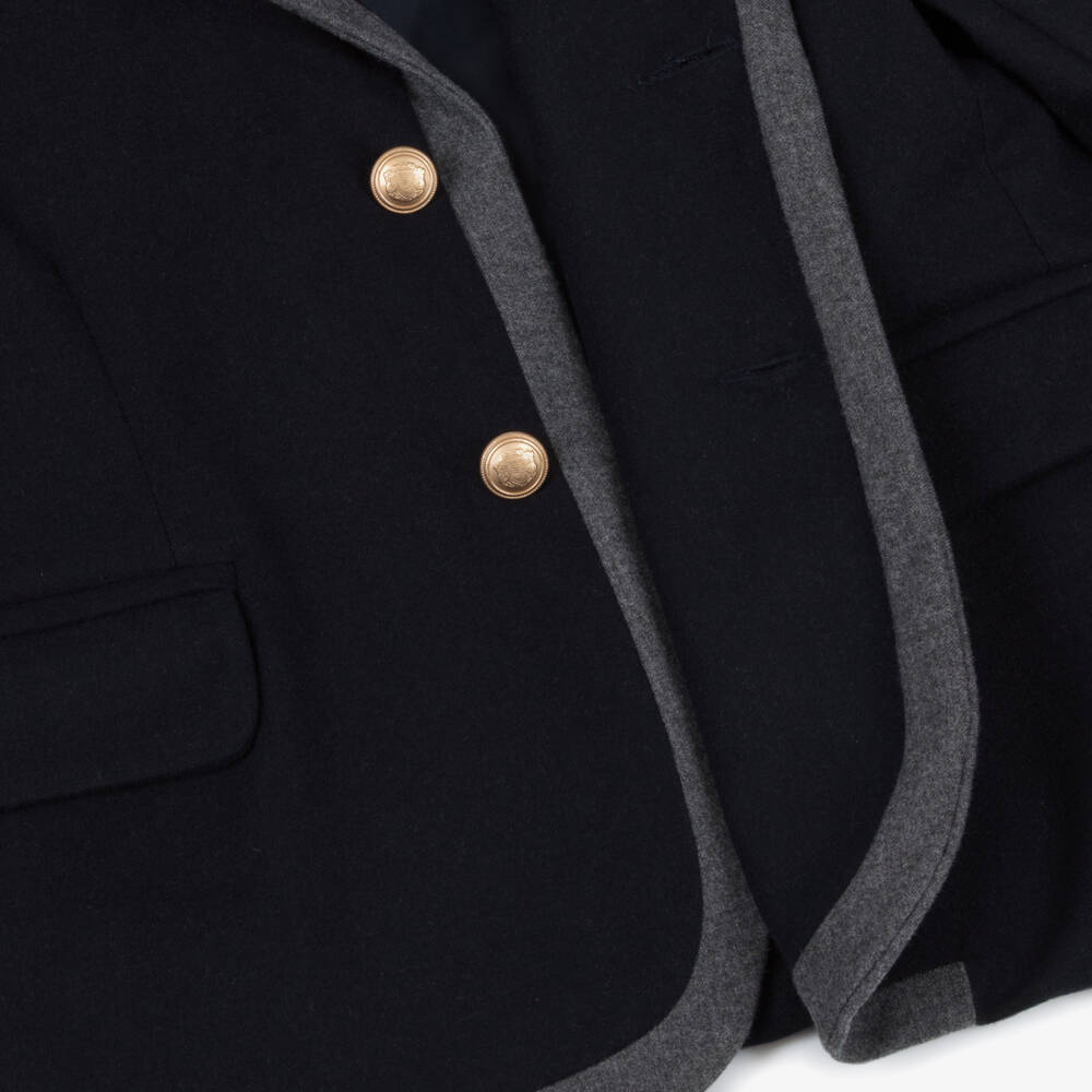 Patachou-Boys Navy Blue Blazer with Red & Grey Trims | Childrensalon