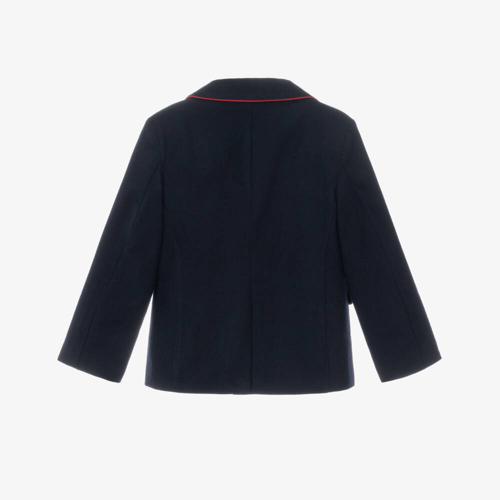 Patachou-Boys Navy Blue Blazer with Red & Grey trims | Childrensalon