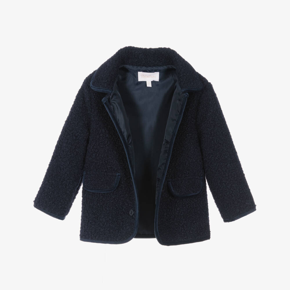 Patachou-Boys Navy Blue Boucle Jacket | Childrensalon