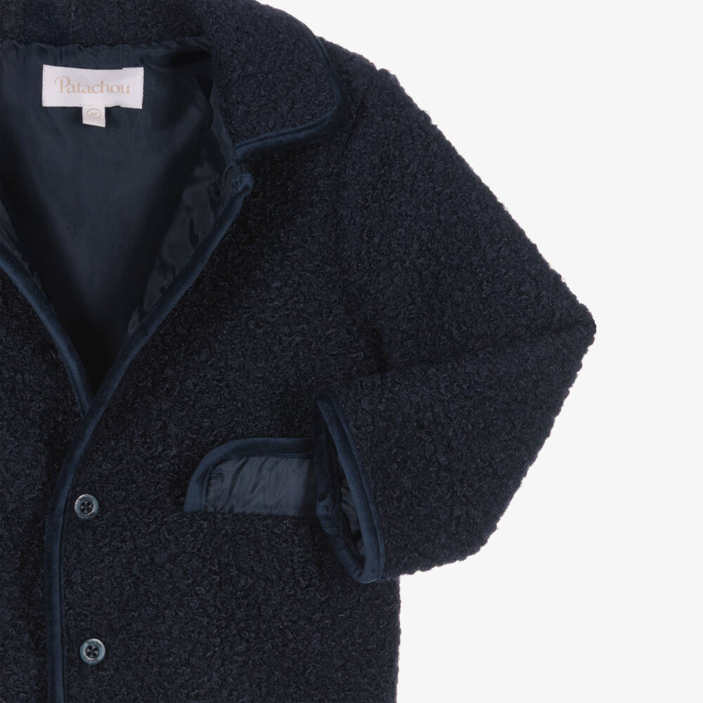Patachou-Boys Navy Blue Boucle Jacket | Childrensalon