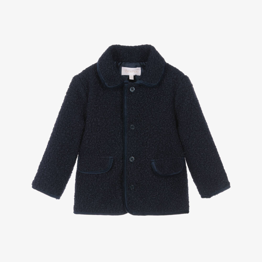 Patachou-Boys Navy Blue Boucle Jacket | Childrensalon