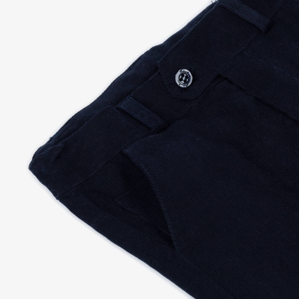Patachou-Boys Navy Blue Cotton Corduroy Trousers | Childrensalon