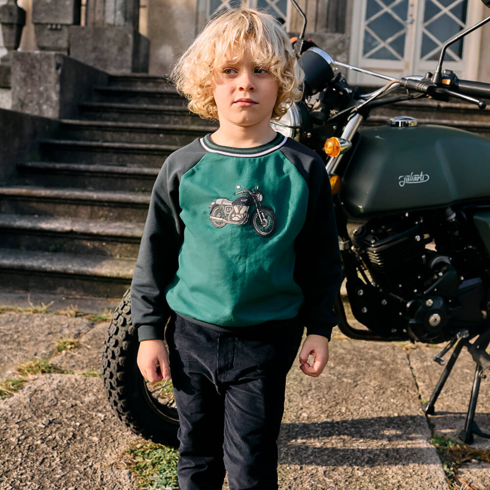 Patachou-Boys Navy Blue Cotton Corduroy Trousers | Childrensalon