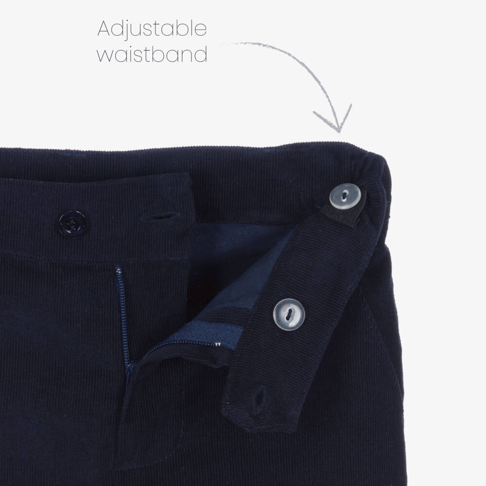 Patachou-Boys Navy Blue Cotton Corduroy Trousers | Childrensalon