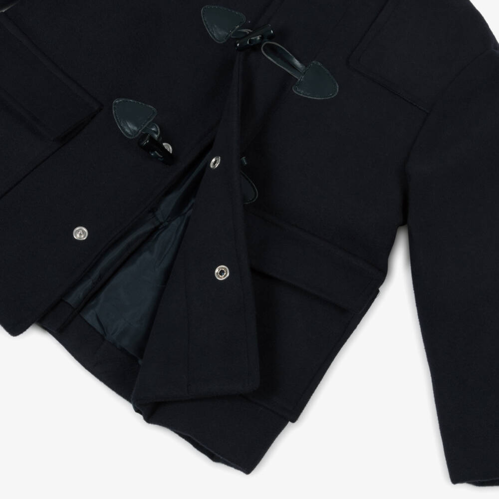 Patachou-Boys Navy Blue Hooded Duffle Coat | Childrensalon