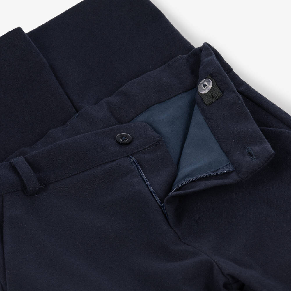 Patachou-Boys Navy Blue Trousers with Striped Belt | Childrensalon