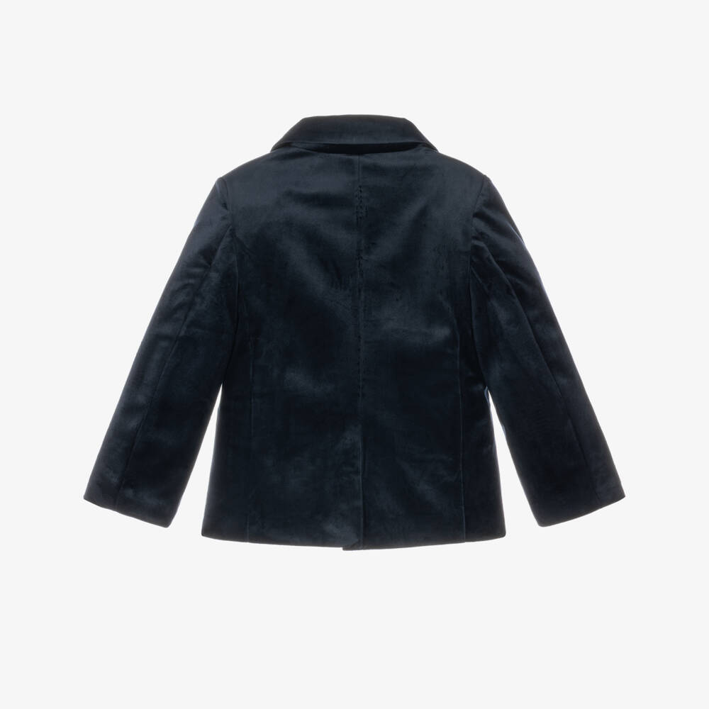 Patachou-Boys Navy Blue Velvet Blazer | Childrensalon