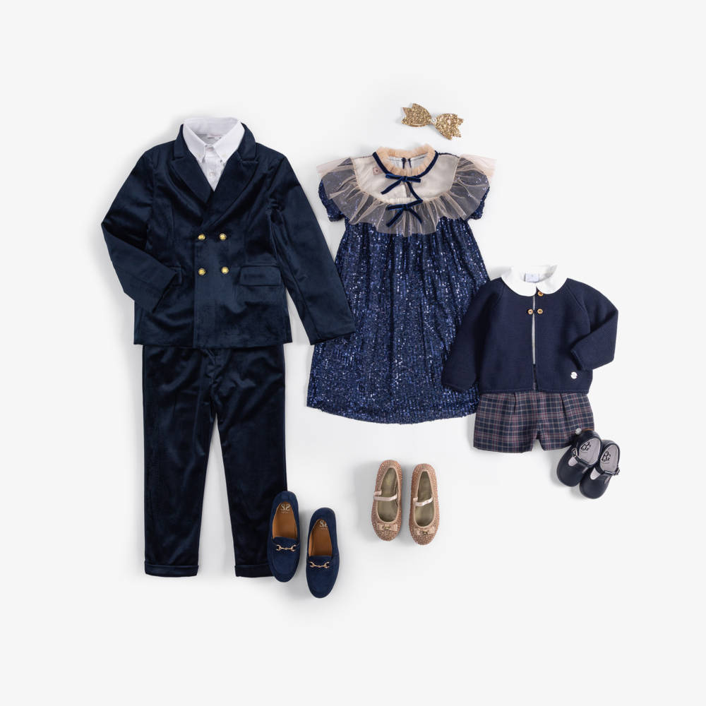 Patachou-Boys Navy Blue Velvet Occasion Trousers | Childrensalon