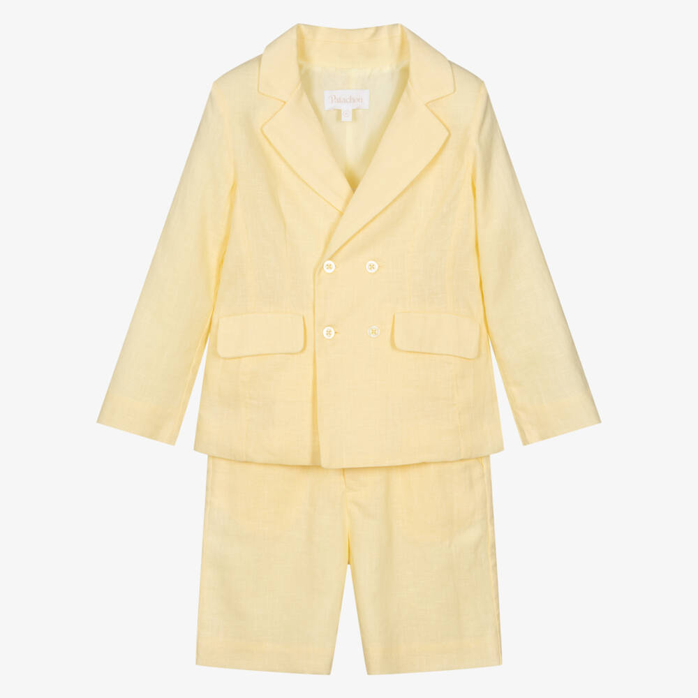 Patachou-Boys Pastel Yellow Double Breasted Suit | Childrensalon