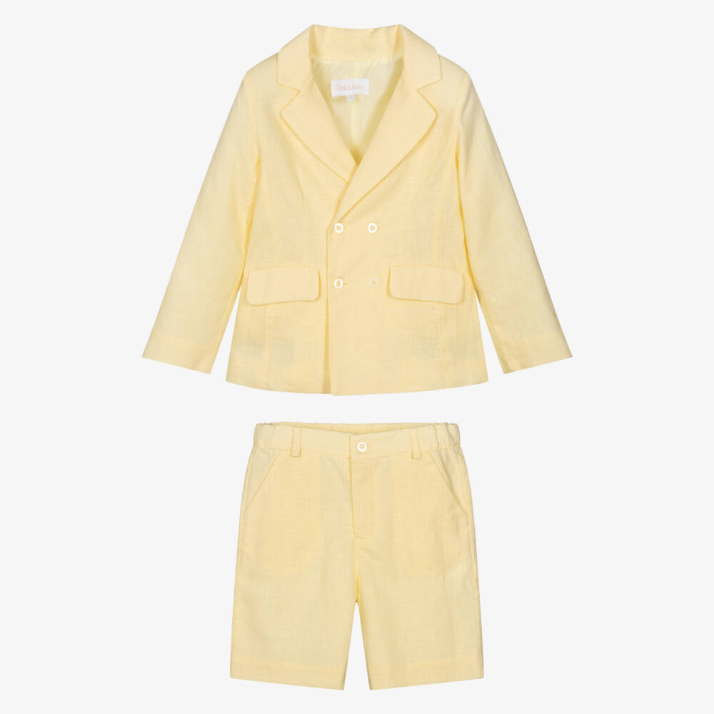 Patachou-Boys Pastel Yellow Double Breasted Suit | Childrensalon