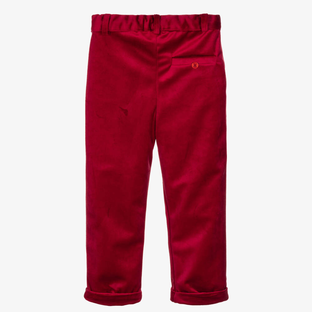 Patachou-Boys Red Velvet Occasion Trousers | Childrensalon