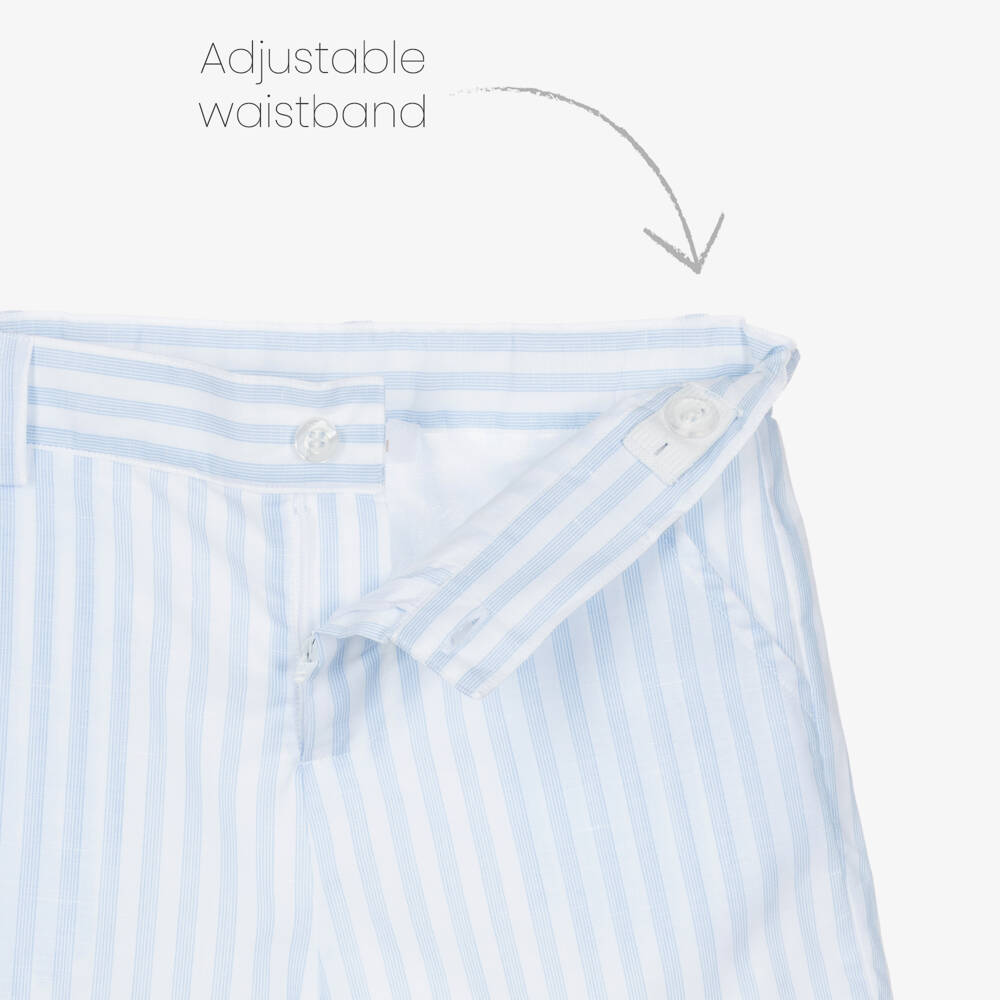 Patachou-Boys White & Blue Cotton Polo Shirt & Shorts Set | Childrensalon