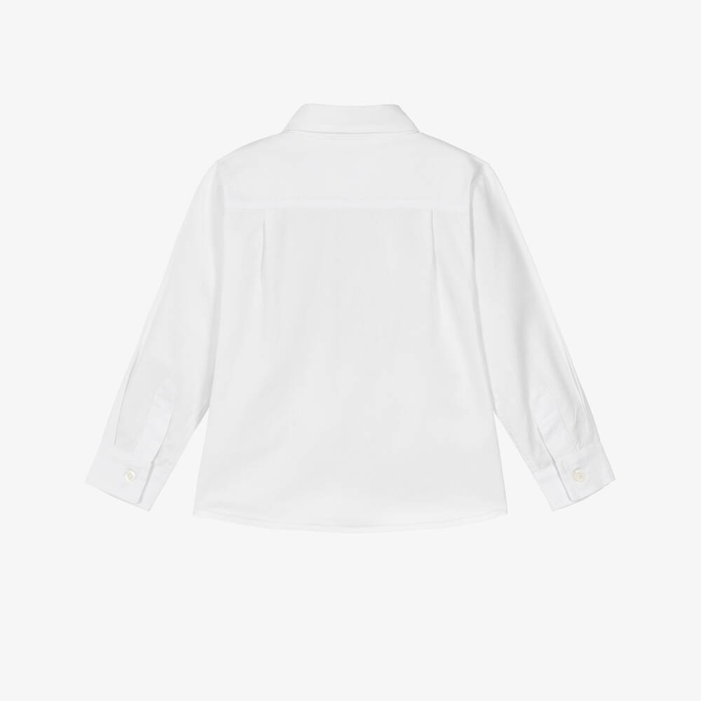 Patachou-Boys White Cotton Long-Sleeve Tuxedo Shirt | Childrensalon