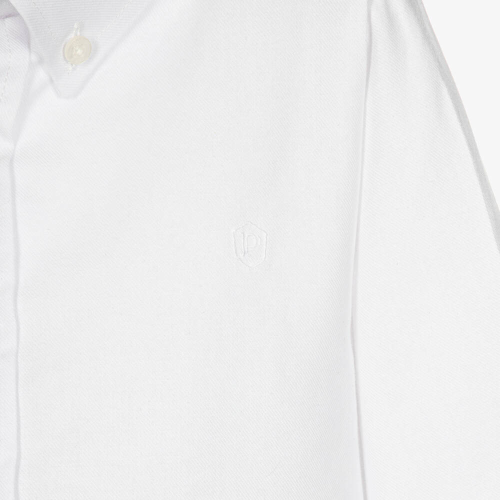 Patachou-Boys White Oxford Cotton Shirt with Long Sleeves | Childrensalon