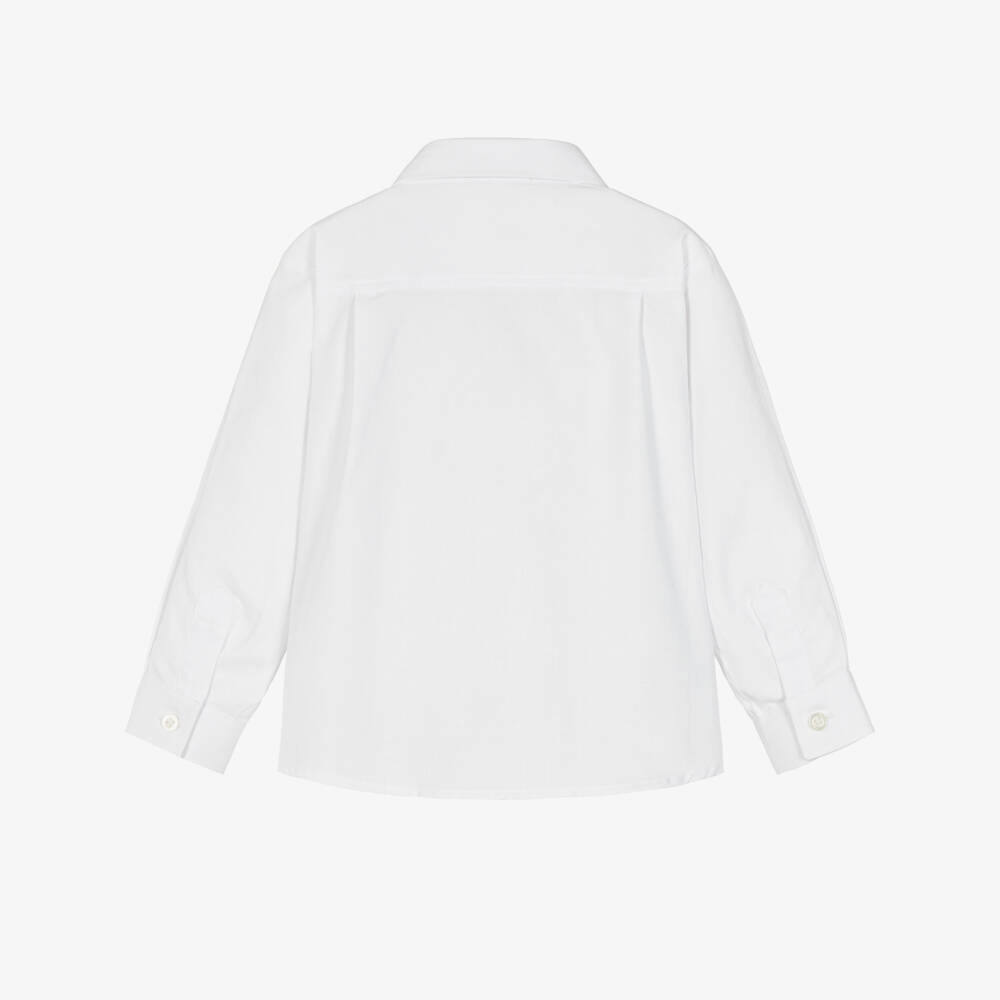 Patachou-Boys White Oxford Cotton Shirt with Long Sleeves | Childrensalon
