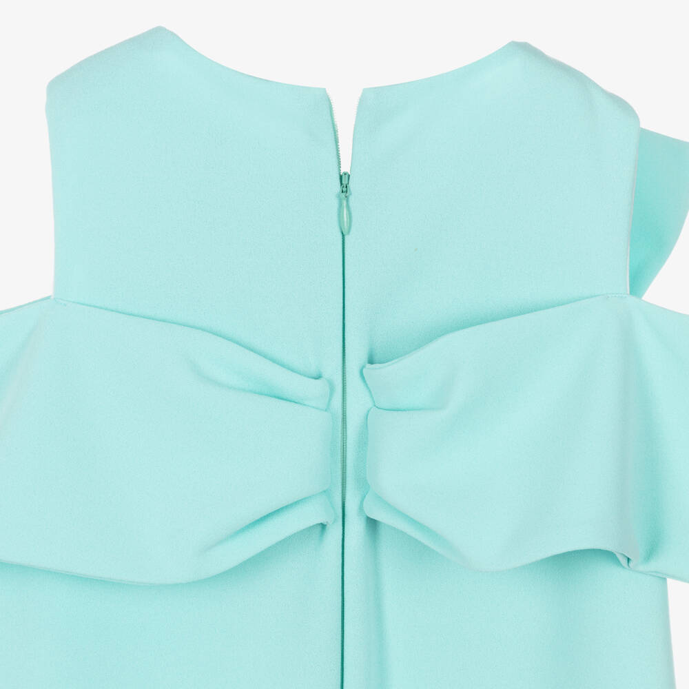 Patachou-Girls Aqua Green Crêpe Bow Dress | Childrensalon