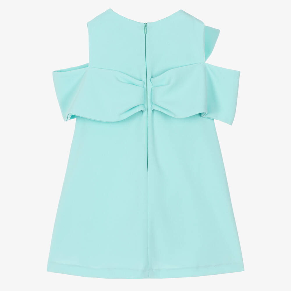 Patachou-Girls Aqua Green Crêpe Bow Dress | Childrensalon