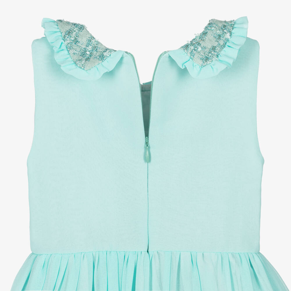 Patachou-Girls Aqua Green Sleeveless Chiffon Dress | Childrensalon
