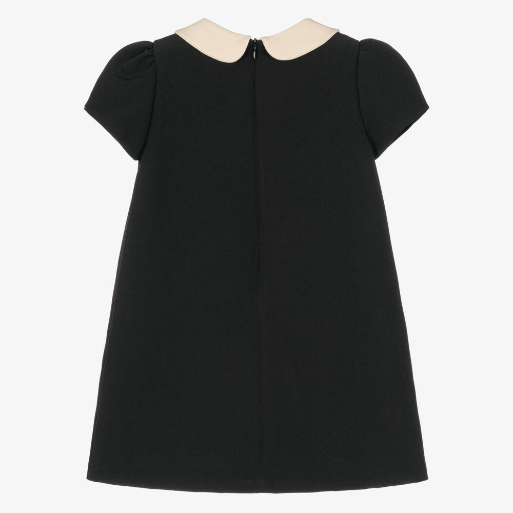 Patachou-Girls Black Crêpe Dress with Sparkly Flowers | Childrensalon