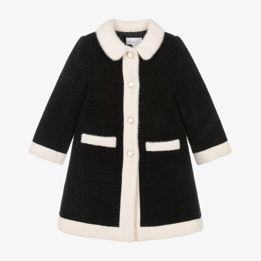 Patachou-Girls Black & Ivory Coat | Childrensalon
