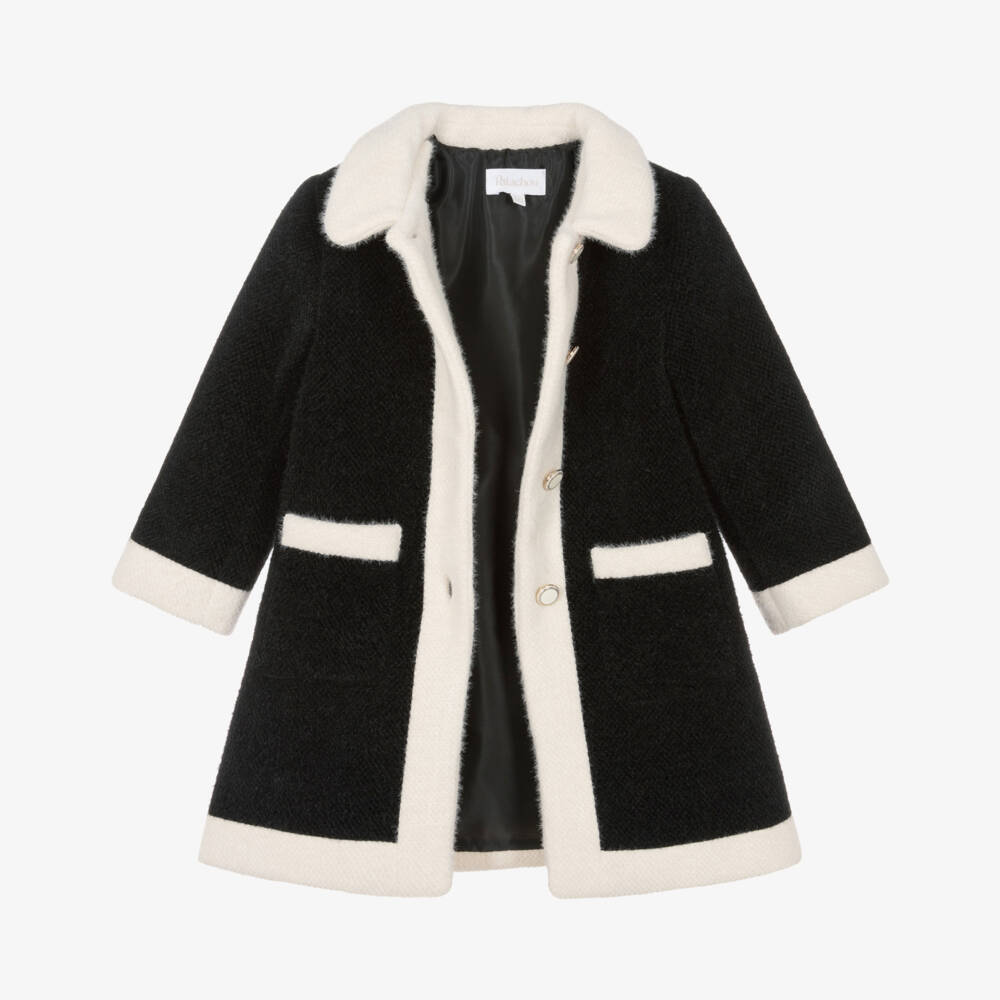 Patachou-Girls Black & Ivory Coat | Childrensalon