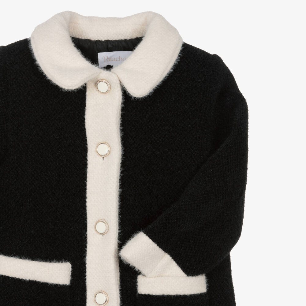 Patachou-Girls Black & Ivory Coat | Childrensalon