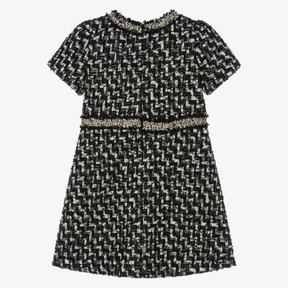 Patachou-Girls Black & Ivory Tweed Dress | Childrensalon
