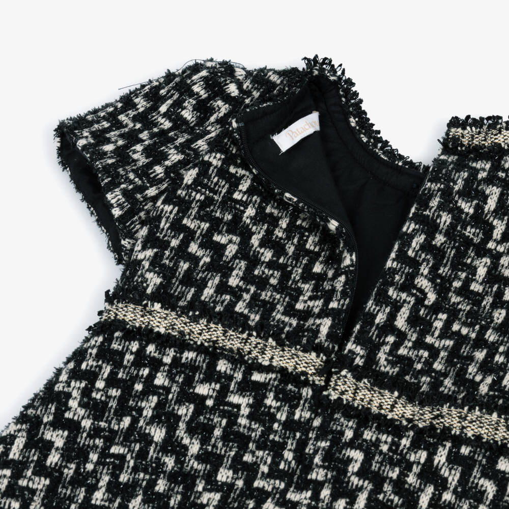 Patachou-Girls Black & Ivory Tweed Dress | Childrensalon