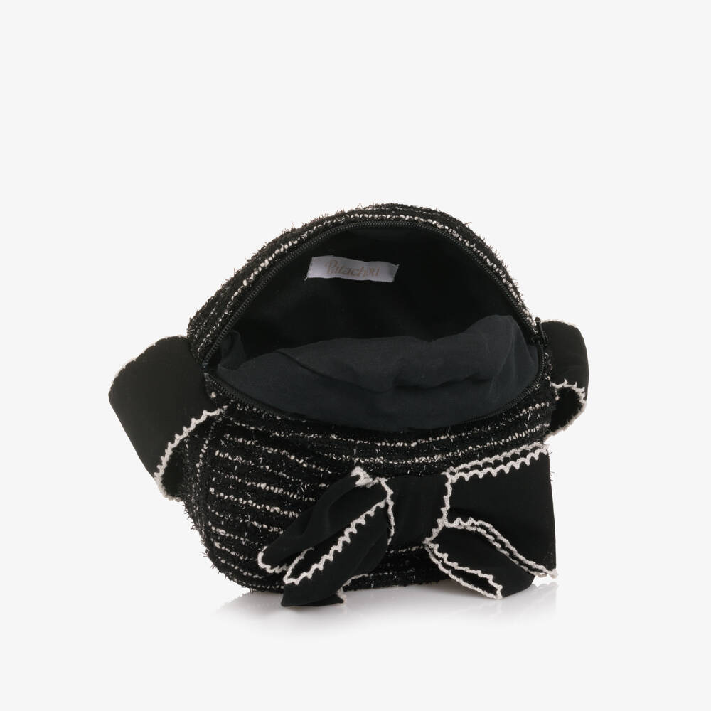 Patachou-حقيبة يد دائرية تويد لون أسود للبنات  | Childrensalon