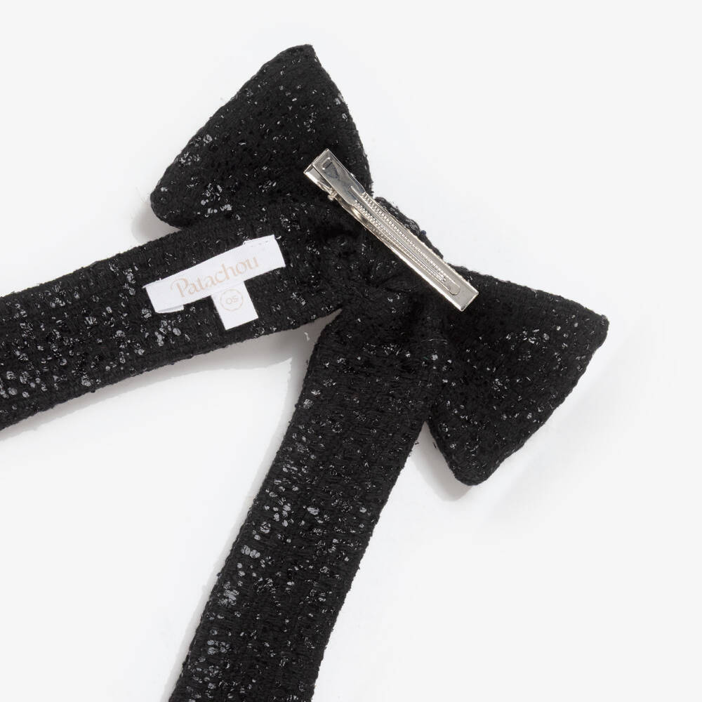 Patachou-Girls Black Tweed Hair Clip (15cm) | Childrensalon