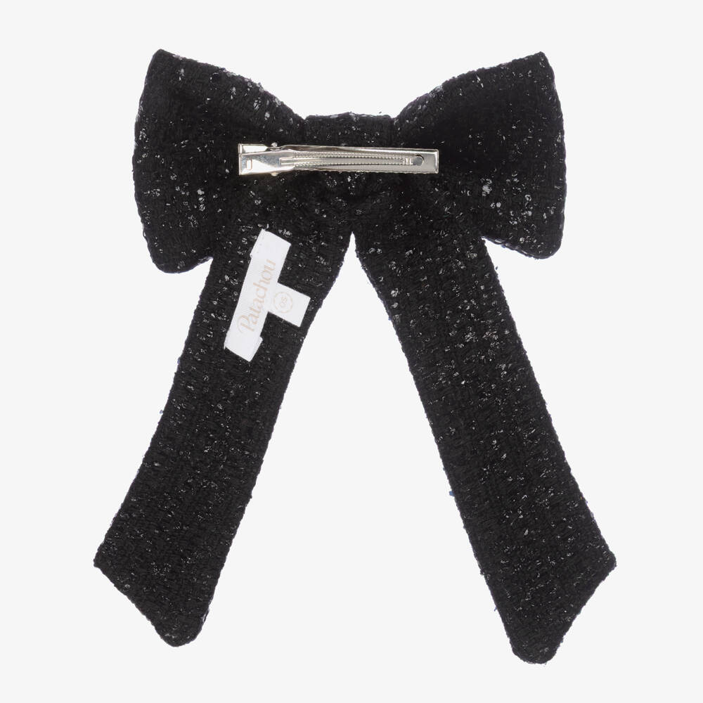 Patachou-Girls Black Tweed Hair Clip (15cm) | Childrensalon
