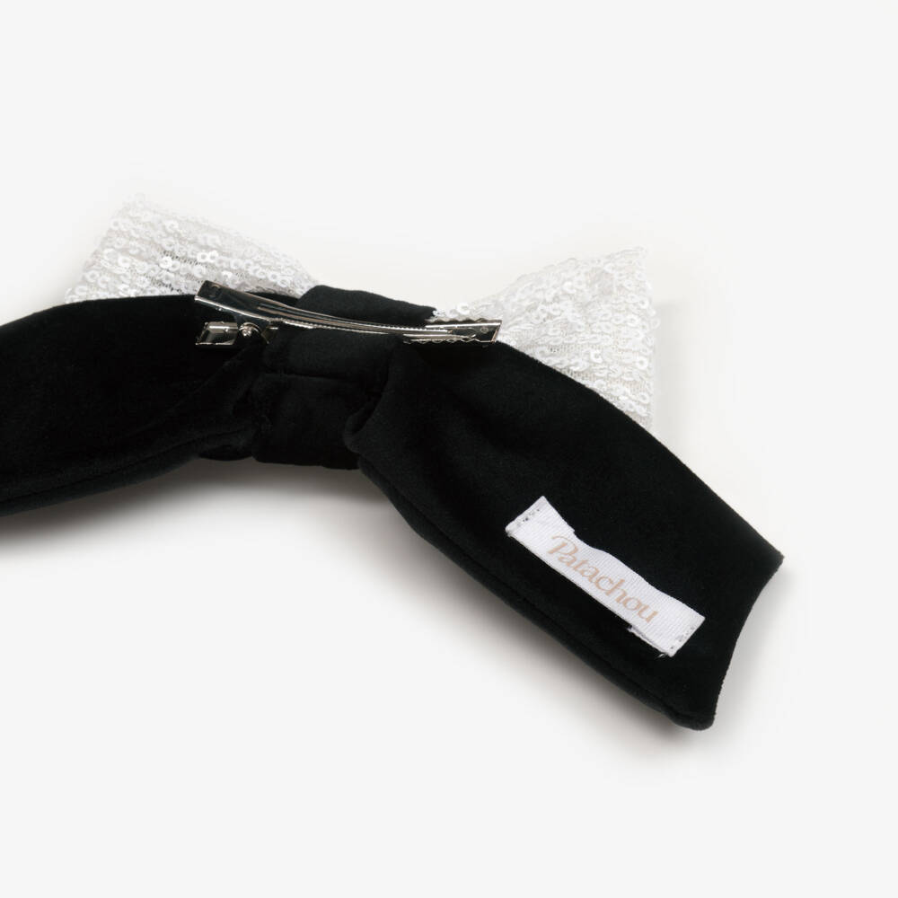 Patachou-مشبك شعر مخمل ترتر لون أسود وأبيض للبنات (14 سم) | Childrensalon