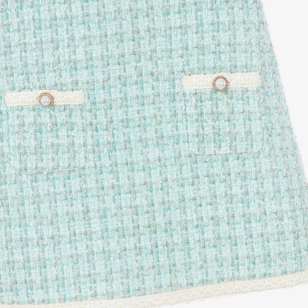 Patachou-Girls Blue & Green Tweed Dress | Childrensalon