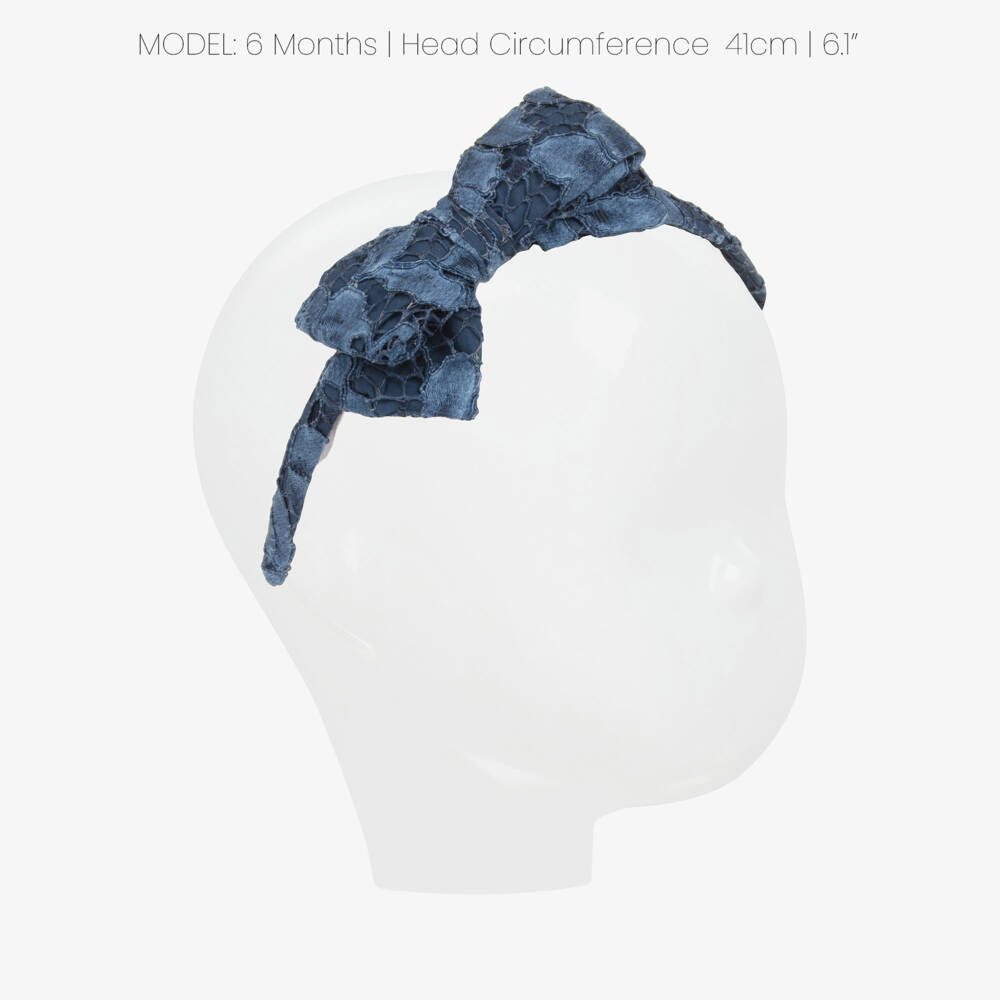 Patachou-Girls Blue Lace Bow Hairband | Childrensalon