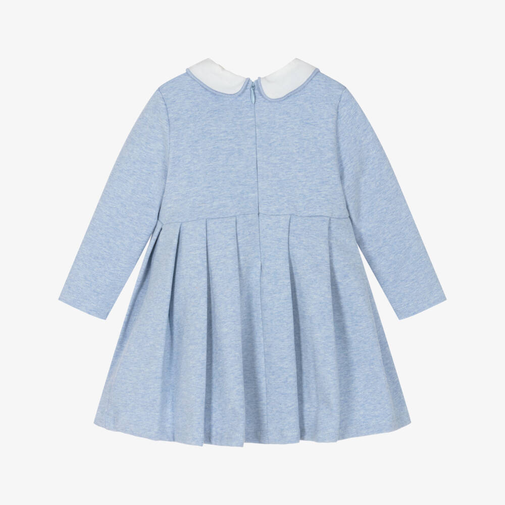 Patachou-Girls Blue Marl Pleated Jersey Dress | Childrensalon