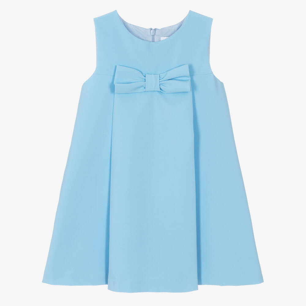 Patachou-Girls Blue Sleeveless A-Line Dress with Bow | Childrensalon