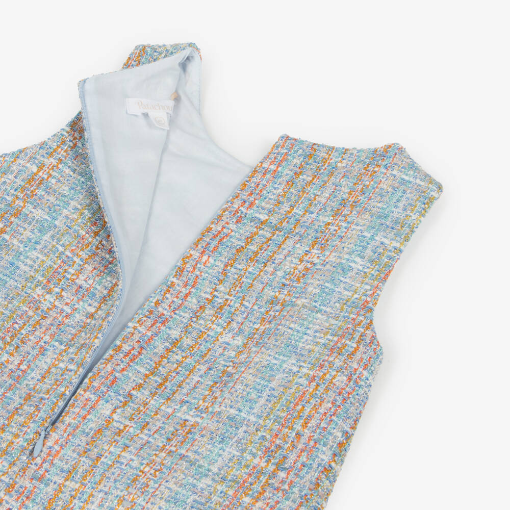 Patachou-Комплект с платьем и жакетом голубой твидовый для девочек | Childrensalon