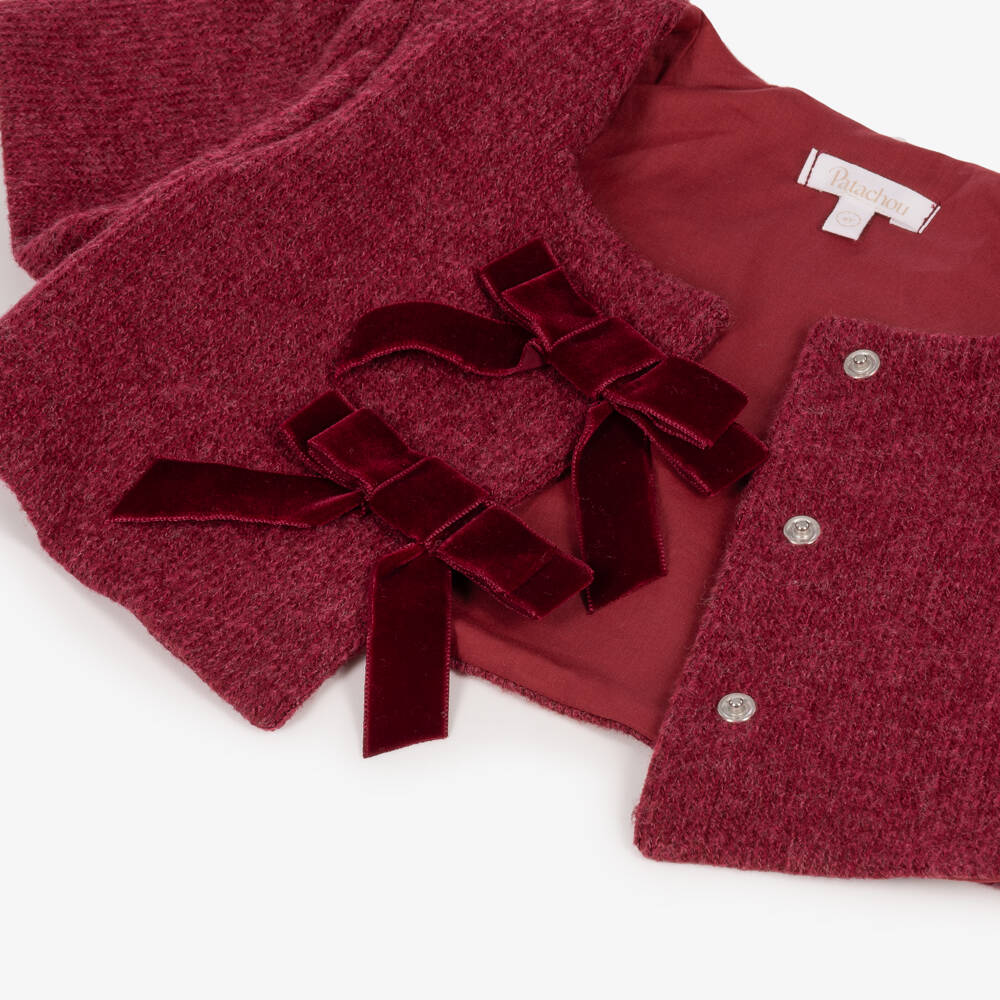 Patachou-Girls Burgundy Dress Set with Velvet Bows | Childrensalon