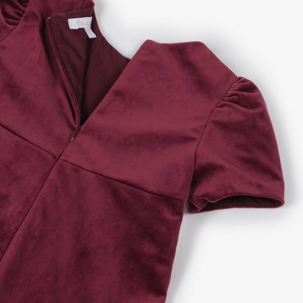 Patachou-Платье бордово-красное из бархата для девочек | Childrensalon