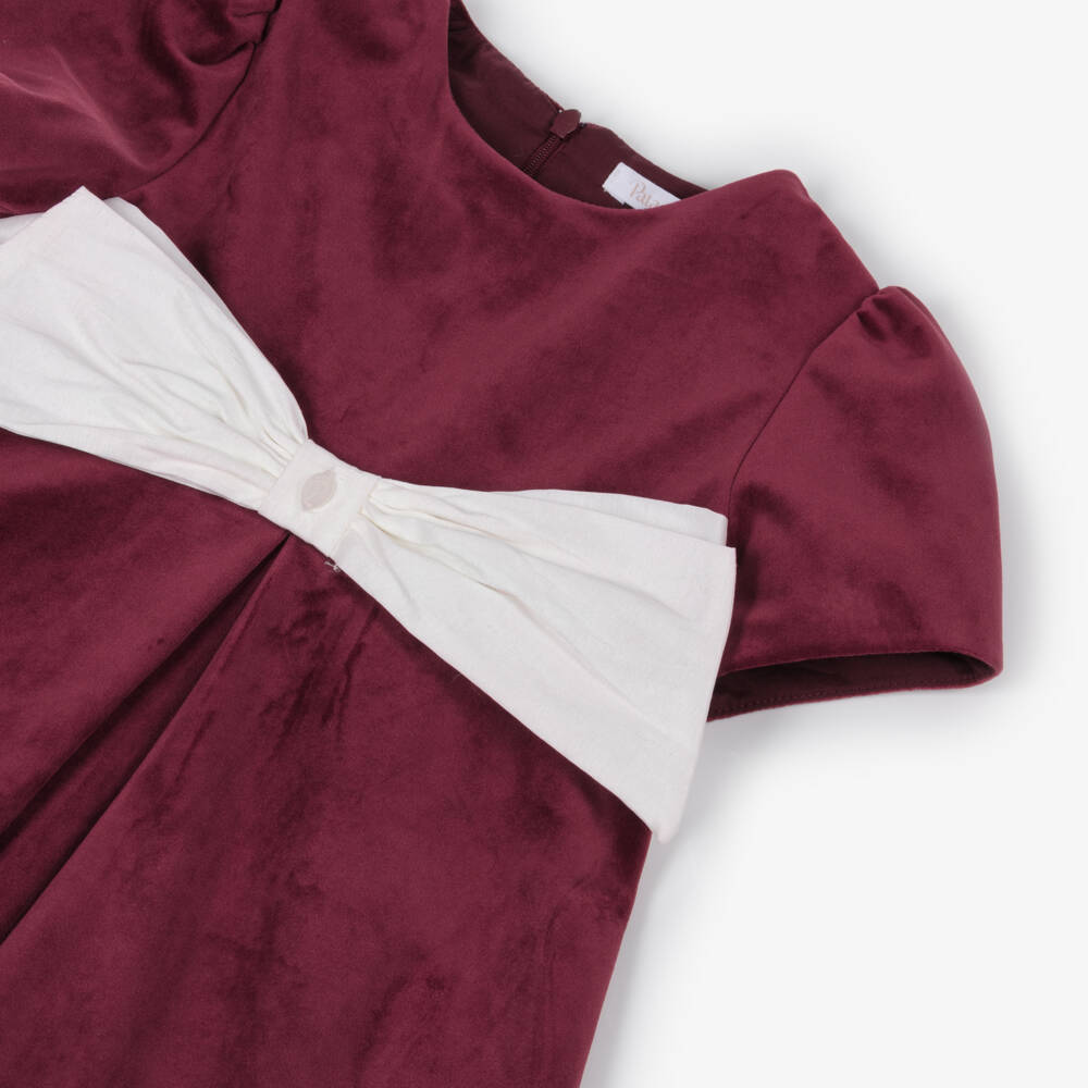 Patachou-Платье бордово-красное из бархата для девочек | Childrensalon