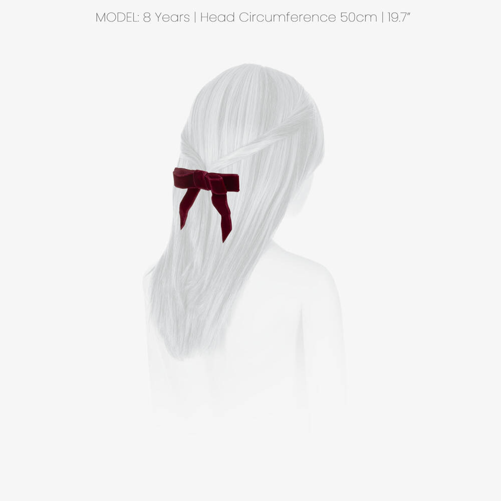 Patachou-Girls Burgundy Velvet Bow Hair Clip (11cm) | Childrensalon