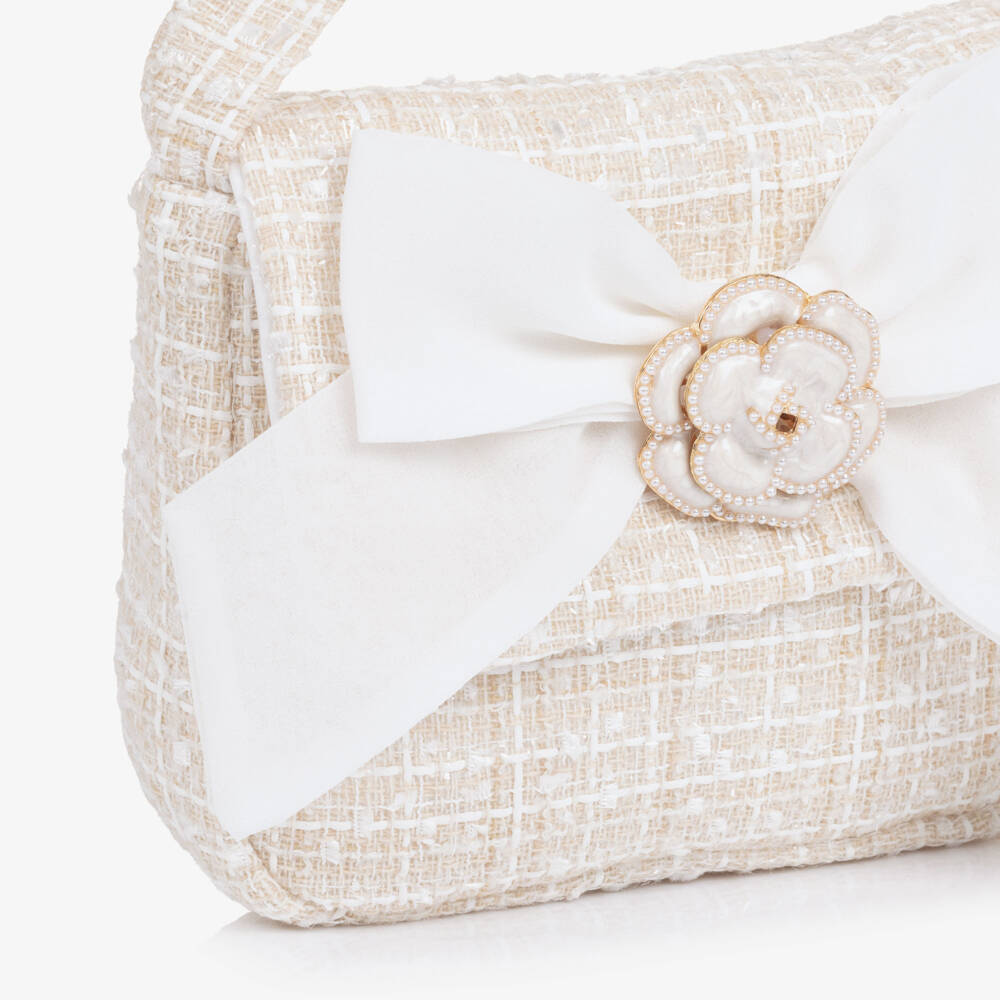 Patachou-حقيبة يد تويد لون بيج للبنات (19 سم) | Childrensalon