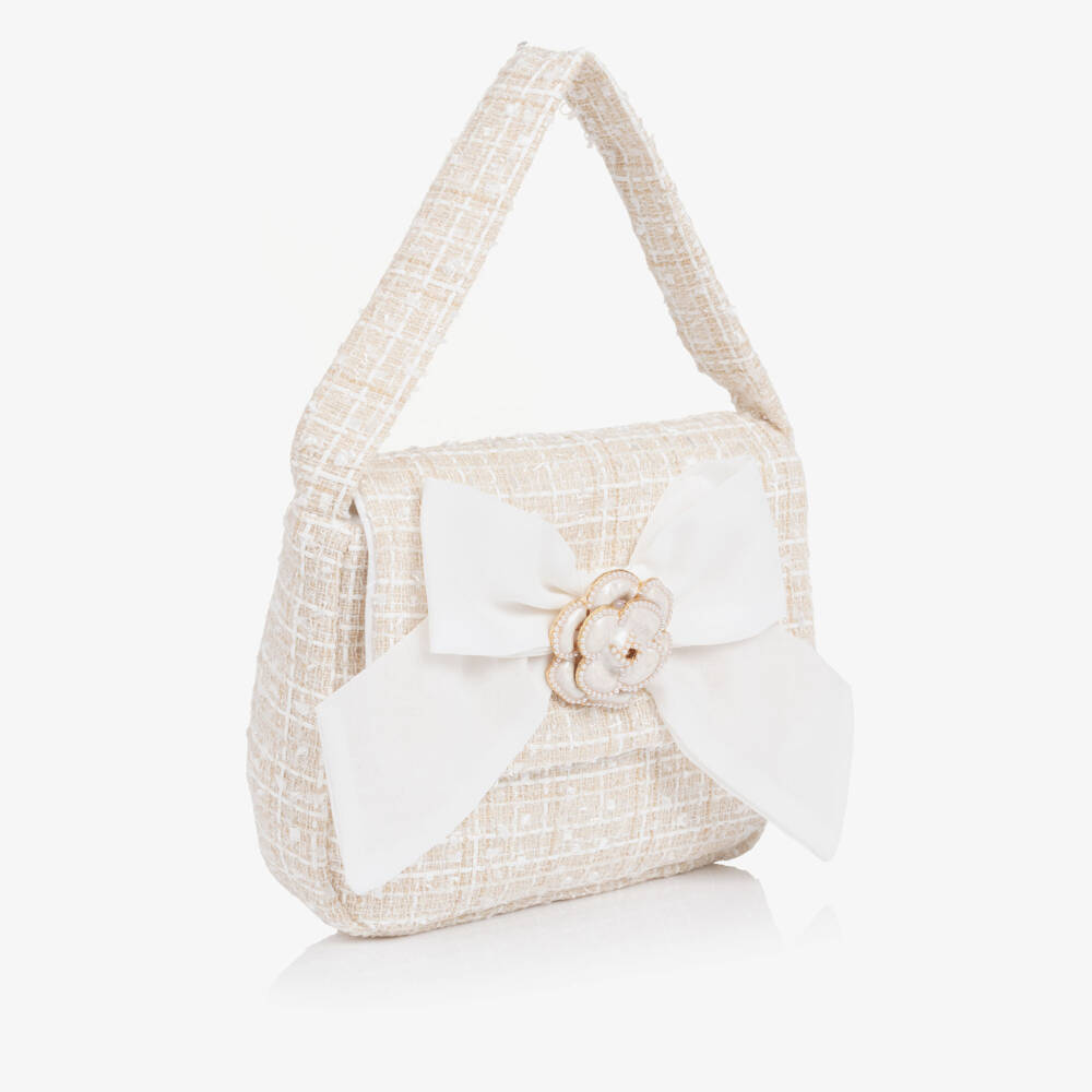 Patachou-حقيبة يد تويد لون بيج للبنات (19 سم) | Childrensalon